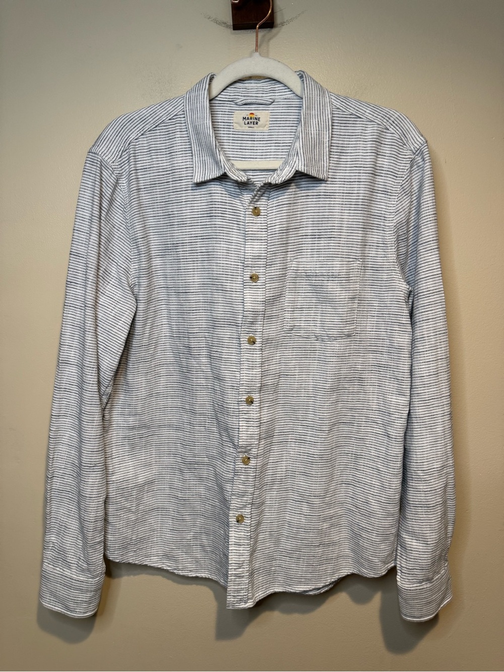 Marine Layer 100% cotton Selvage long sleeve Shirt Men’s small - Picture 3 of 11